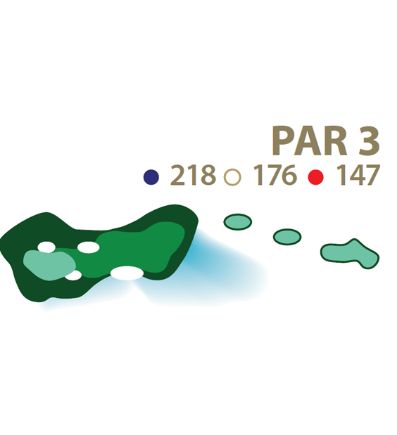 Mapa esquemático del hoyo 9 perteneciente al campo de 18 hoyos de La Romana Golf Club